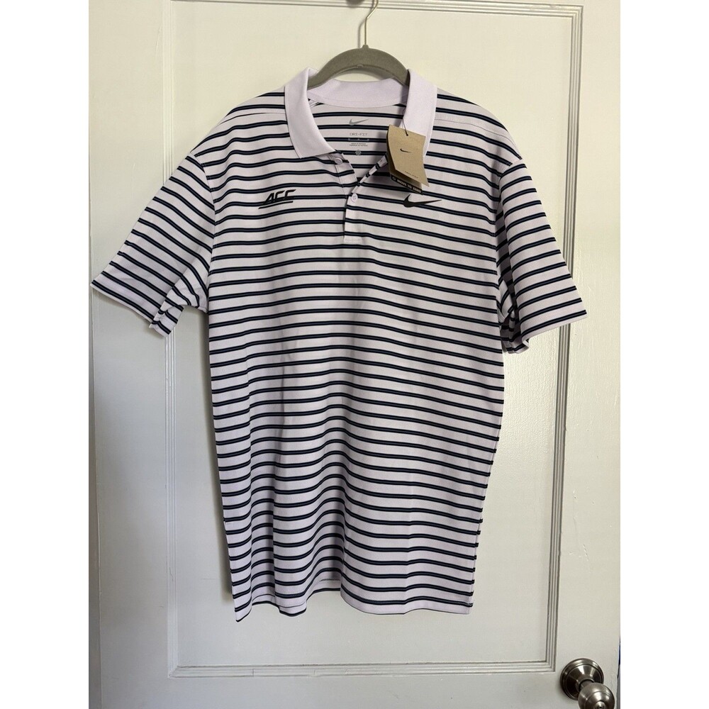 Nike ACC Dri-FIT Victory Stripe Polo Men's M White Navy Blue NWT DH0829